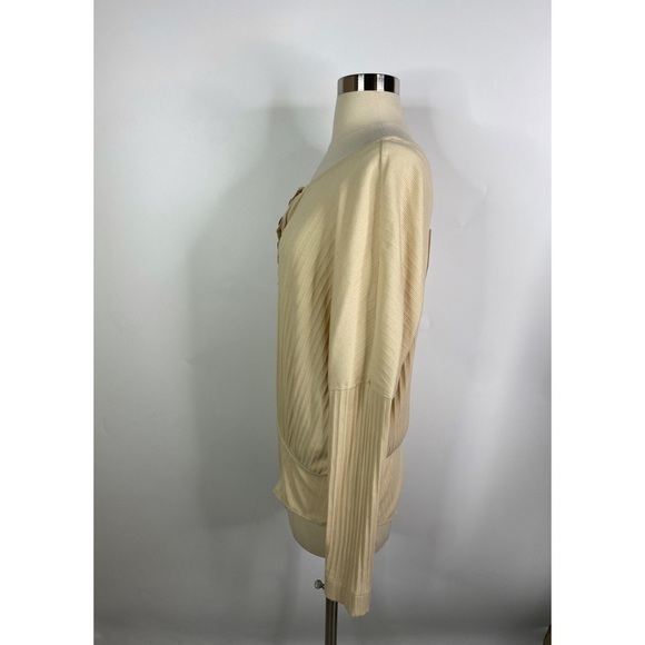 Chelsea & Violet Ribbed Natural Long Sleeve Bodysuit - Picture 2 of 11